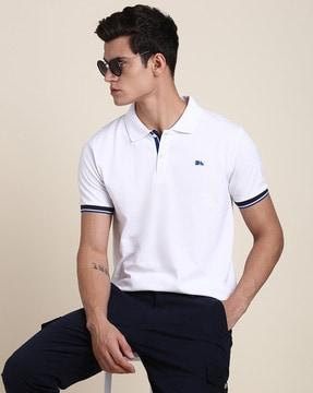 regular fit polo t-shirt with logo embroidery