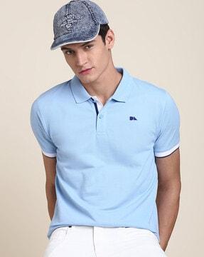 regular fit polo t-shirt with logo embroidery