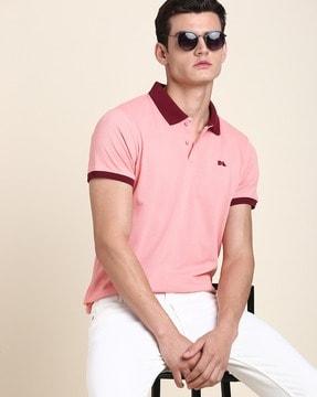 regular fit polo t-shirt with logo embroidery