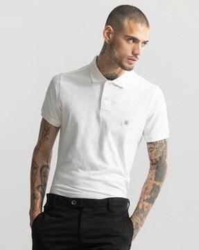 regular fit polo t-shirt with logo embroidery