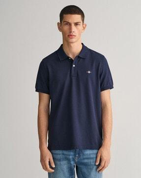 regular fit polo t-shirt with logo embroidery