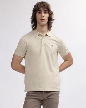 regular fit polo t-shirt with logo embroidery