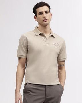 regular fit polo t-shirt with logo embroidery