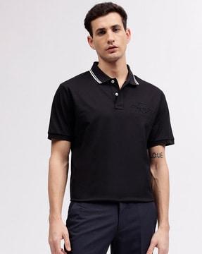 regular fit polo t-shirt with logo embroidery