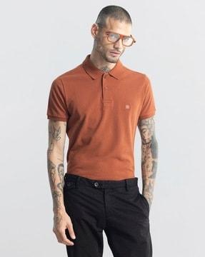 regular fit polo t-shirt with logo embroidery