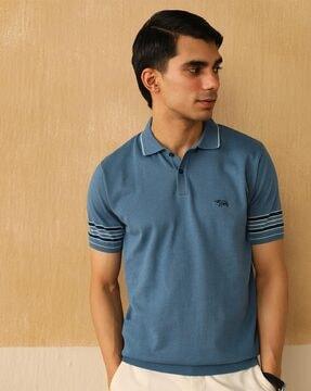 regular fit polo t-shirt with logo embroidery