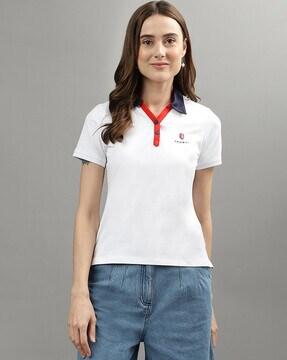regular fit polo t-shirt with logo embroidery