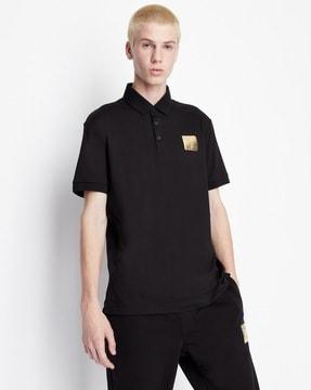 regular fit polo t-shirt with logo patch
