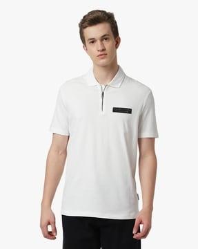 regular fit polo t-shirt with logo patch