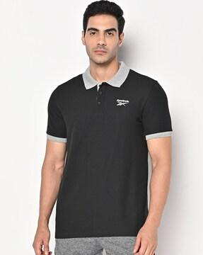 regular fit polo t-shirt with logo print