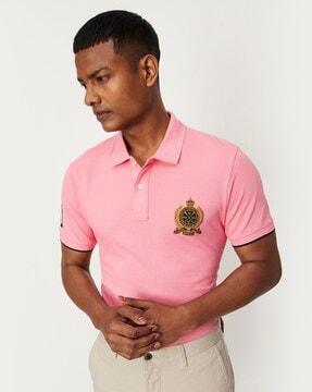 regular fit polo t-shirt with logo print