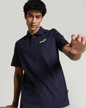 regular fit polo t-shirt with logo print