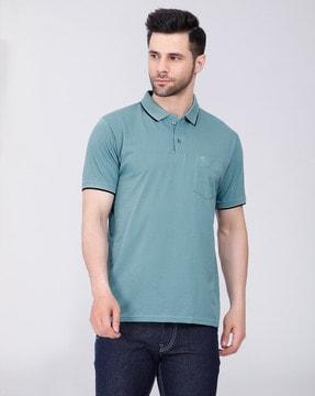 regular fit polo t-shirt with patch pocket