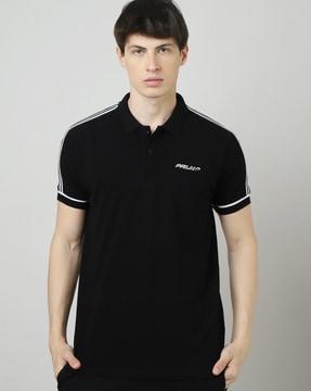 regular fit polo t-shirt with placement brand print