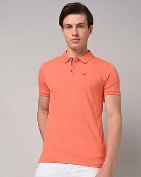 regular fit polo t-shirt with placement embroidery