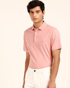 regular fit polo t-shirt with placement embroidery