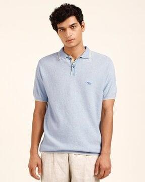 regular fit polo t-shirt with placement embroidery