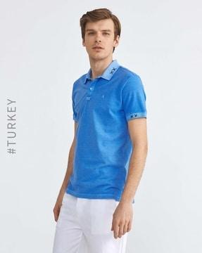 regular fit polo t-shirt with placement embroidery