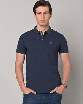 regular fit polo t-shirt with placement logo embroidery