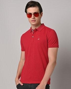 regular fit polo t-shirt with placement logo embroidery