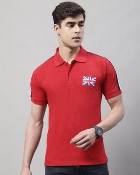 regular fit polo t-shirt with placement print