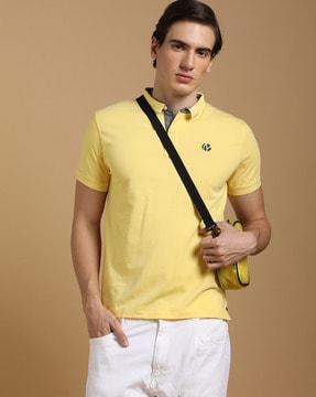 regular fit polo t-shirt with placement print