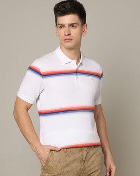 regular fit polo t-shirt with placement stripes