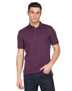 regular fit polo t-shirt with ribbed collar