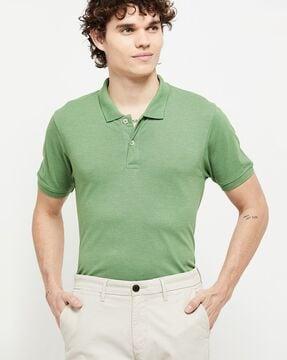 regular fit polo t-shirt with ribbed collar