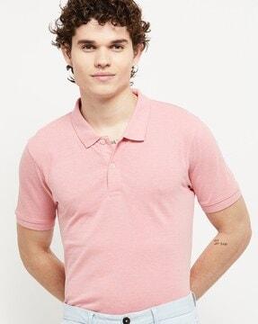 regular fit polo t-shirt with ribbed collar