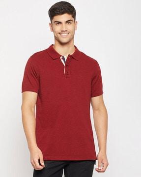 regular fit polo t-shirt with ribbed hem