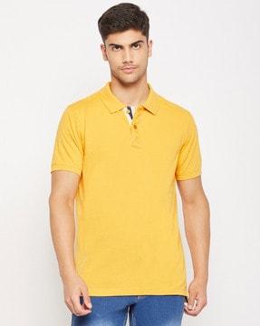 regular fit polo t-shirt with ribbed hem