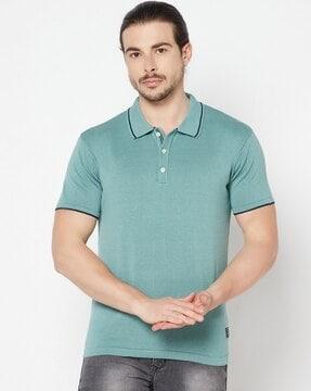 regular fit polo t-shirt with ribbed hem