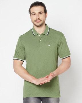 regular fit polo t-shirt with ribbed hem