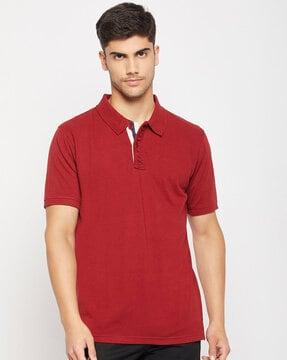 regular fit polo t-shirt with ribbed hem