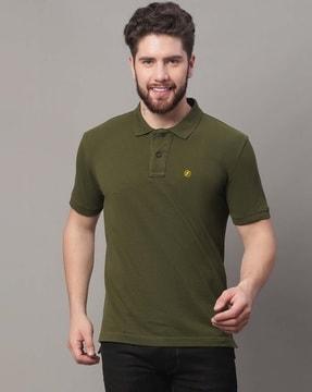 regular fit polo t-shirt with ribbed hem