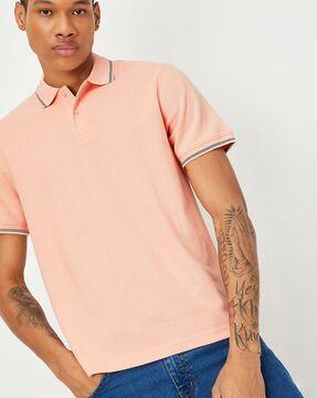 regular fit polo t-shirt with ribbed hem