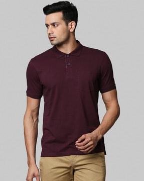 regular fit polo t-shirt with ribbed hems