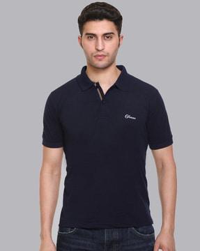 regular fit polo t-shirt with ribbed hems