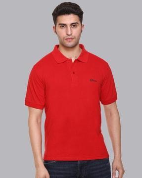 regular fit polo t-shirt with ribbed hems