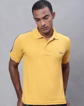 regular fit polo t-shirt with ribbed hems