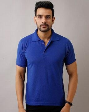 regular fit polo t-shirt with ribbed hems