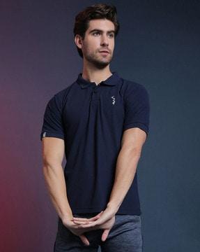 regular fit polo t-shirt with ribbed hems