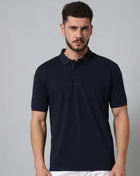 regular fit polo t-shirt with ribbed hems