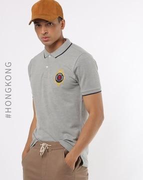 regular fit polo t-shirt with ribbed hems