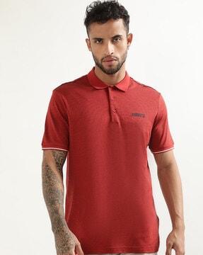 regular fit polo t-shirt with ribbed sleeves