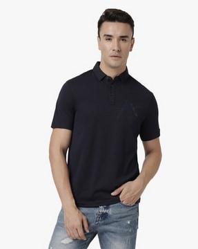 regular fit polo t-shirt with shiny logo