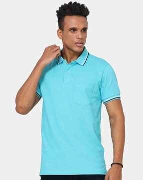 regular fit polo t-shirt with spread collar