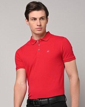 regular fit polo t-shirt with spread collar