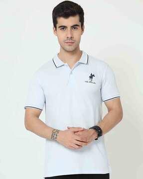 regular fit polo t-shirt with spread collar